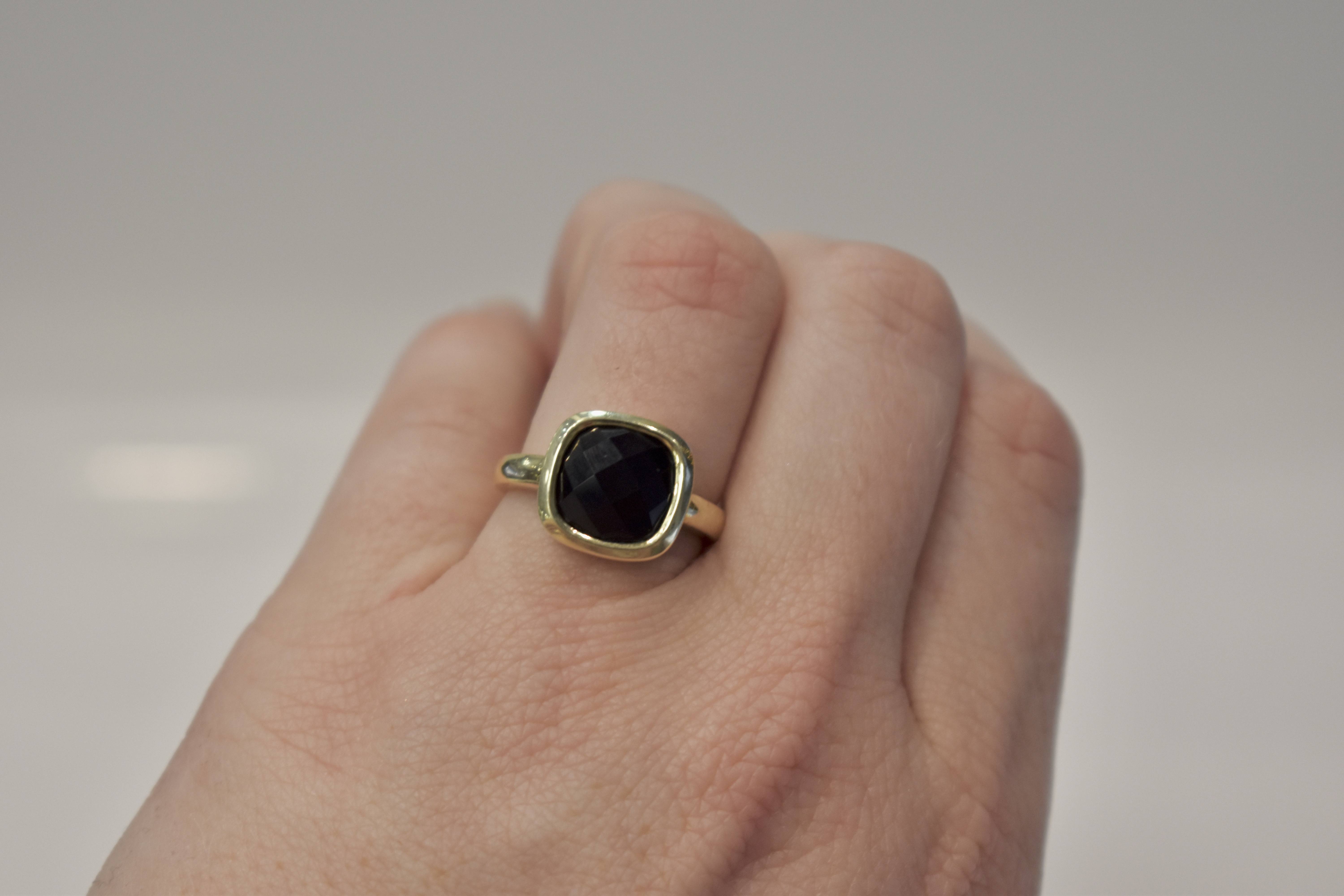 Cushion Cut Black Onyx Ring